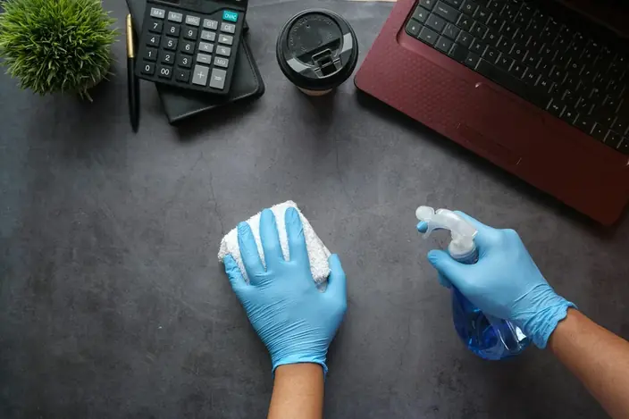 Eco-safe office desk sanitizing